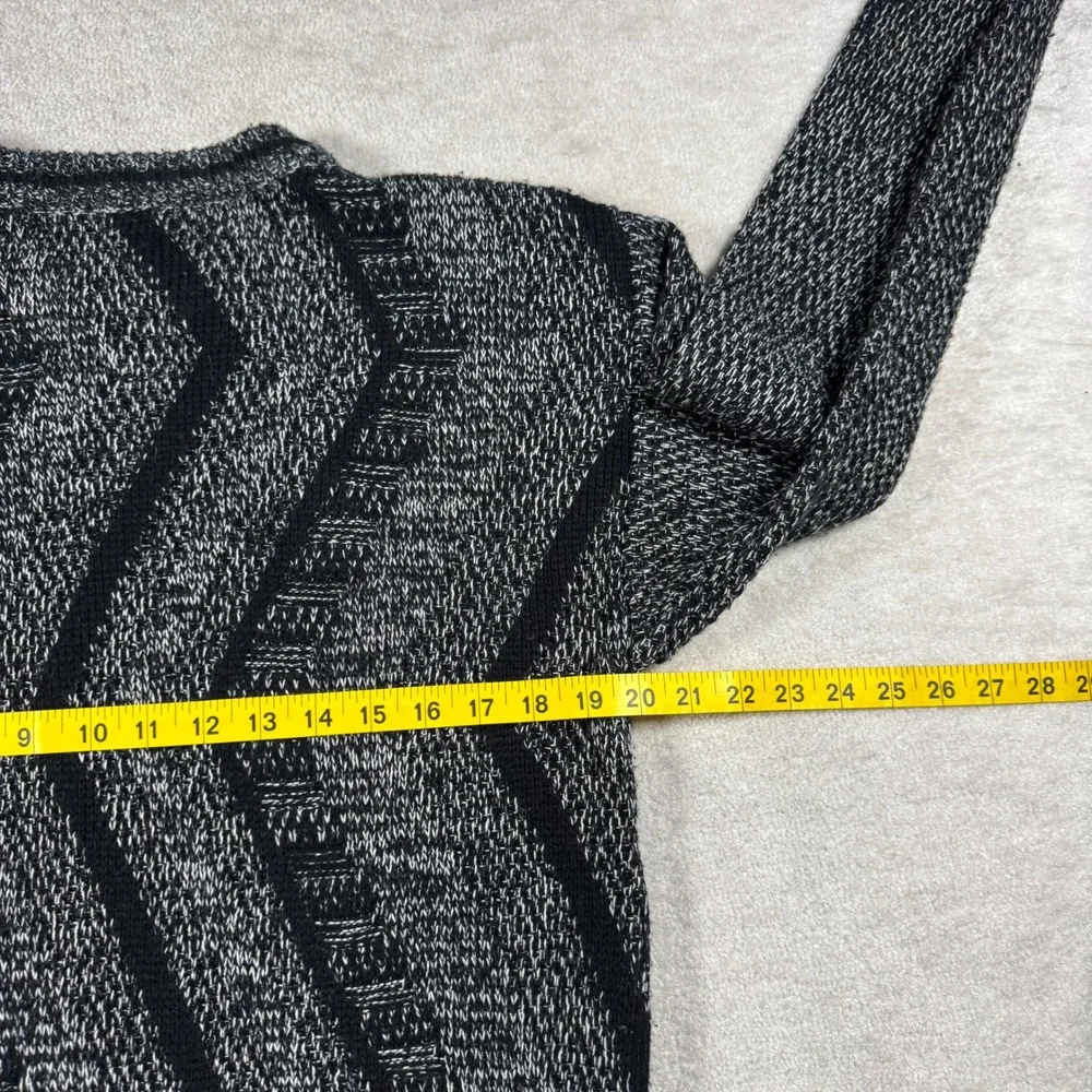 Giani Leone Sweater Mens Small Black Leather Patch Chevron Marl Knit Vintage